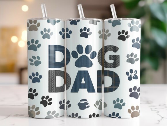 20oz Dog Dad Paw Print Tumbler Wrap Graphics