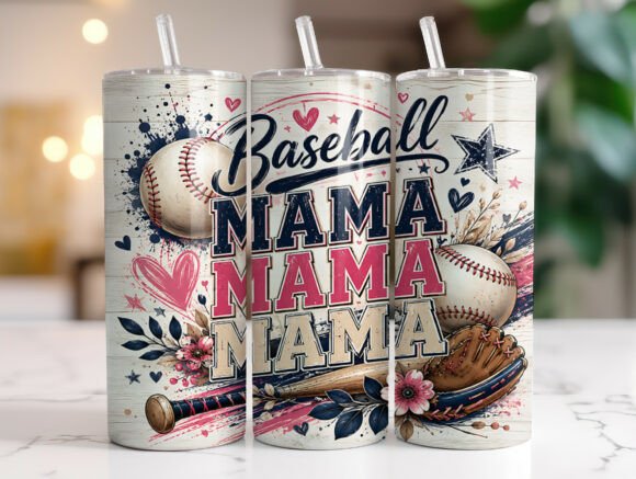 Baseball Mama Floral 20oz Tumbler Wrap