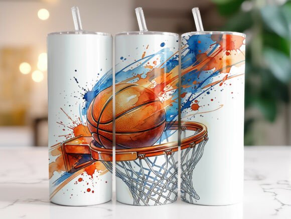 Basketball 20oz Skinny Tumbler Wrap PNG