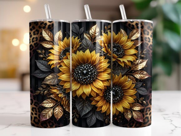 Black Gold Sunflower Tumbler Wrap Graphics Design Review