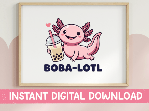 Boba-Lotl Axolotl SVG: Graphics & T-Shirt Designs