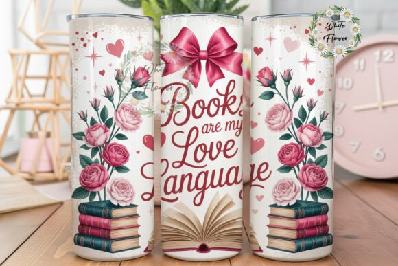 Book Lover Floral Pink 20oz Tumbler Wrap Graphics