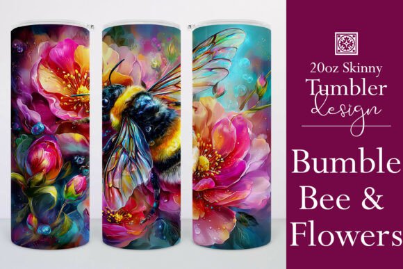 Bumble Bee Flowers Tumbler Wrap Graphics