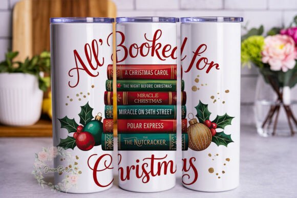 Christmas Book Stack Tumbler Wrap Graphics