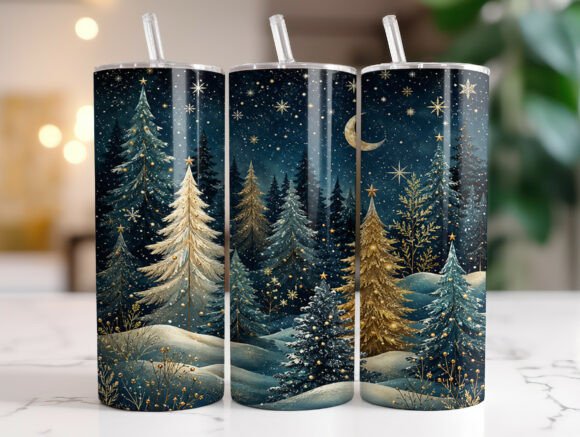 Christmas Forest Snowflake Tumbler Wraps Graphics for Holiday Branding