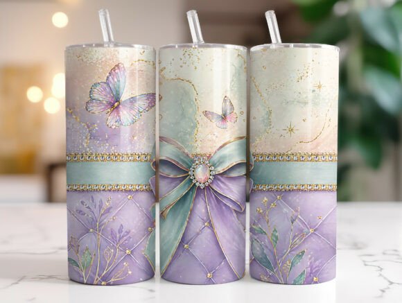 Coquette Bow Butterfly 20oz Tumbler Wrap Graphics