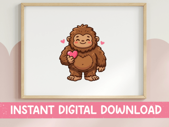 Cute Bigfoot Sasquatch Heart SVG for T-Shirt Designs & Graphics