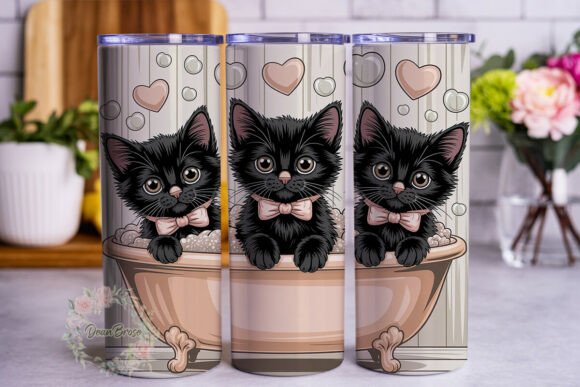 Cute Black Kittens in Tumbler Wraps