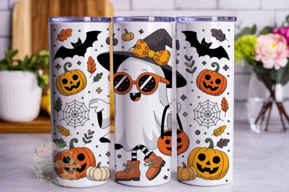 Cute Ghost Halloween Pumpkin Tumbler