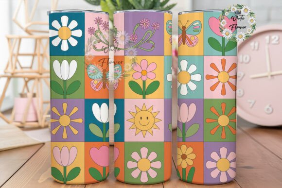 Cute Patchwork Garden 20oz Tumbler Wrap Graphics