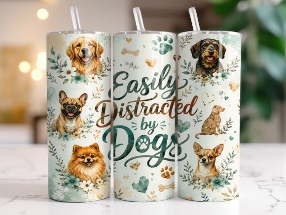 Easily Distracted by Dogs Tumbler Wraps