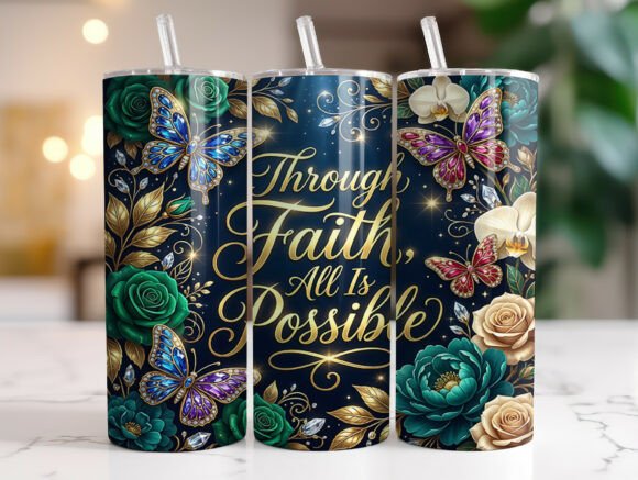Faith Floral Tumbler Wrap PNG for Stunning Blog Graphics