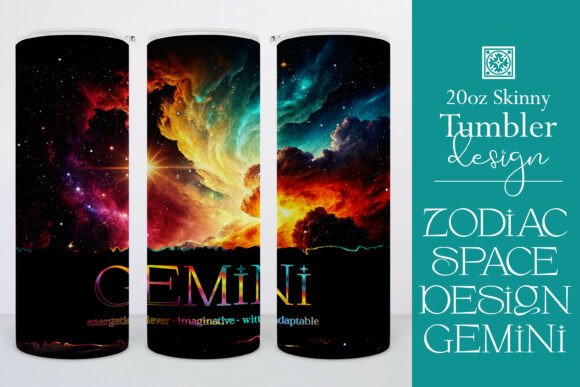 Gemini Zodiac Space Tumbler Wrap 2 for Graphics and Tumbler Wraps