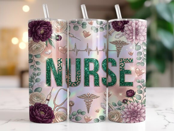 Glitter Nurse Floral Tumbler Wraps Graphics Review