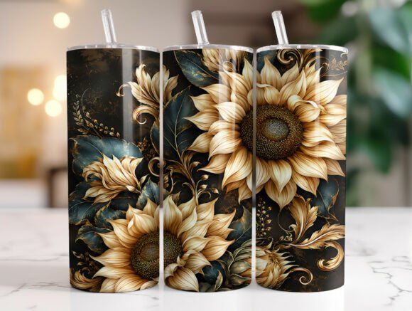 Golden Sunflower Tumbler Wrap PNG Graphics Review