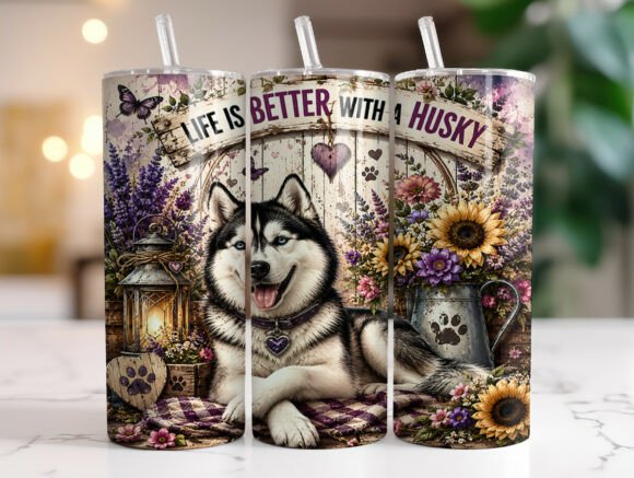 Life is Better with a Husky Tumbler Wrap Graphics