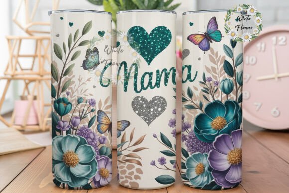 Mama Floral Butterfly 20oz Tumbler Wrap Graphics