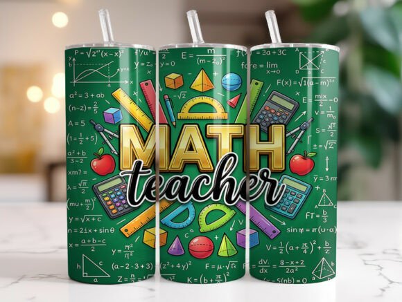 Math Teacher 20 Oz Skinny Tumbler Wraps Graphics