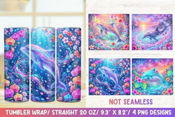 Neon Dolphin Graphics for Tumbler Wraps