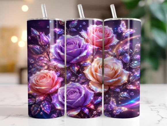 Purple Pink Rose Fantasy Tumbler Wraps Graphics Review