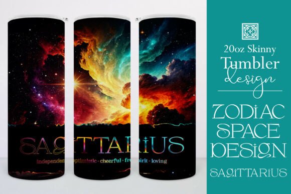 Sagittarius Zodiac Space Tumbler Wrap 2: Tumbler Wraps & Graphics