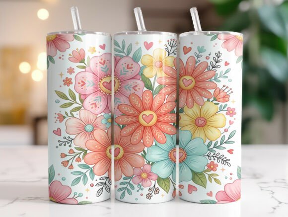Spring Summer Flower 20oz Tumbler Wrap: Graphics for Tumbler Wraps