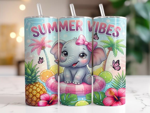 Summer Vibes Elephant Tumbler