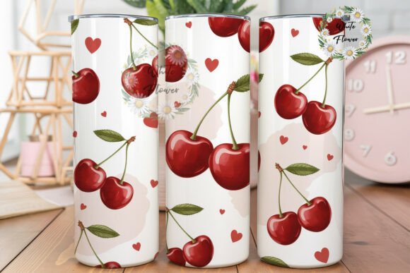Sweet Cherry Heart 20oz Tumbler Wrap Graphics