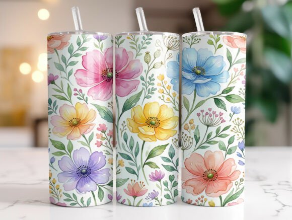 Watercolor Floral Meadow 20oz Tumbler Graphics & Tumbler Wraps Review
